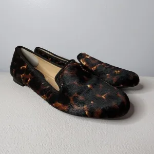 GIGI Antonio Melani  Slip On Loafers Flats Brown Real Bovine Hair Shoes Size 8 M
