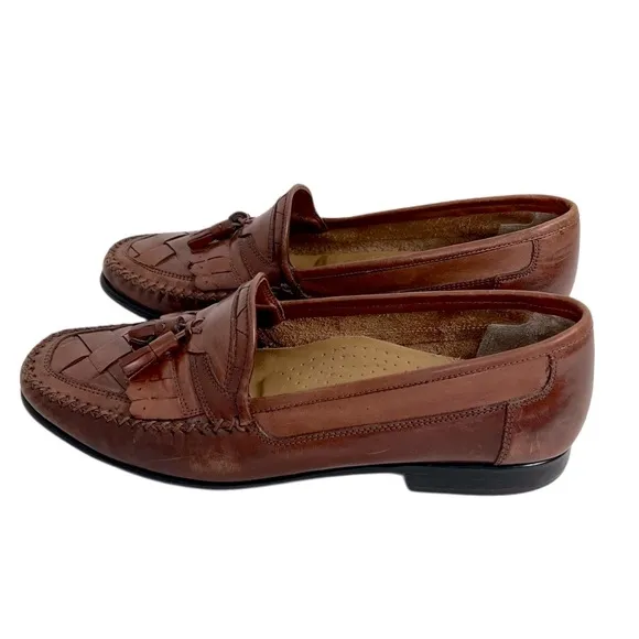 Giorgio Brutini Brown Loafers Tassels Moccasin Flat Dresses Casual Shoes 12 D