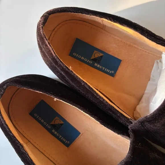 Giorgio Brutini Men’s Loafers Size 13 Brown Suede Leather Embroidered 159152