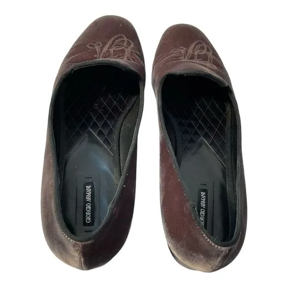GIORGIO ARMANI Women’s Velvet Grosgrain Trim Loafers Size 9  /IT 39