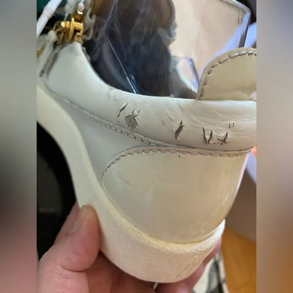 Giuseppe Zanotti Italian Luxury Brand Women’s White &amp; Gold Sneakers,Size 8US