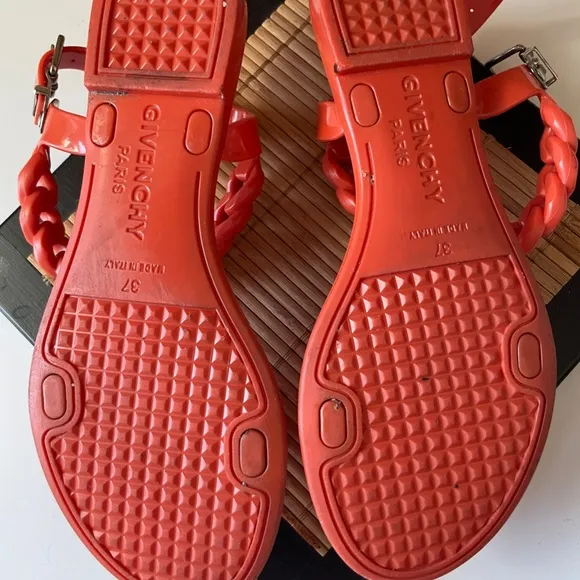 Givenchy Orange Jelly Rope Flat Sandals Size 6.5