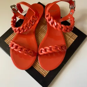 Givenchy Orange Jelly Rope Flat Sandals Size 6.5