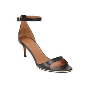 Givenchy Sandal Ankle Strap Curved Band Black Leather Sandals Size 38 Women’s