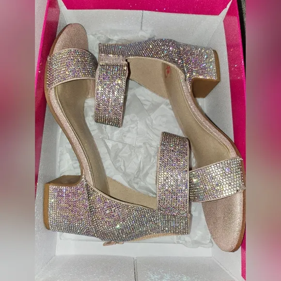 Glittery Sandals with Ankle Strap