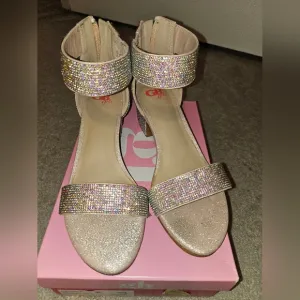 Glittery Sandals with Ankle Strap
