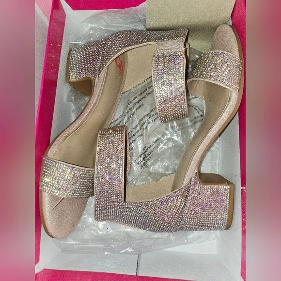 Glittery Sandals with Ankle Strap