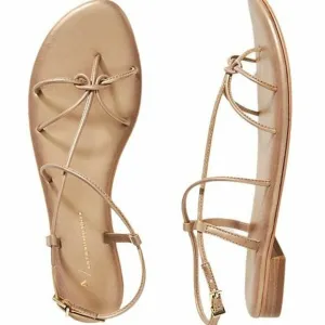 Gold Anthropologie Strappy Open-Toe Sandals (NWT)
