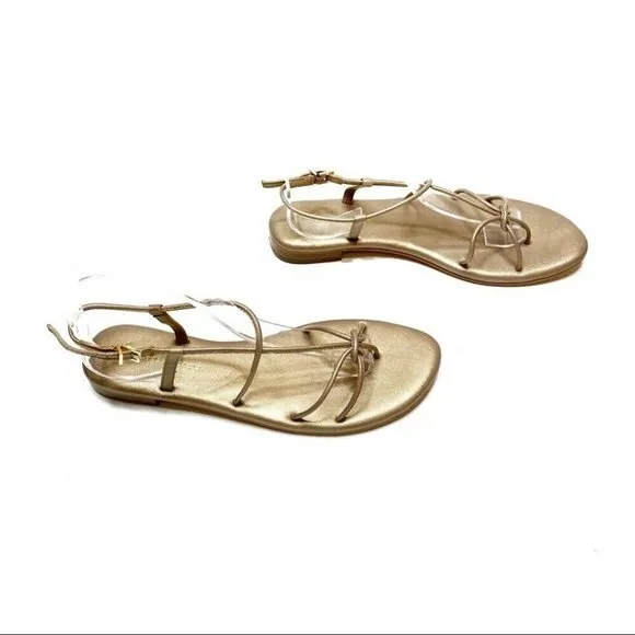 Gold Anthropologie Strappy Open-Toe Sandals (NWT)