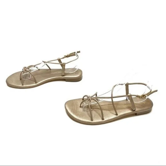 Gold Anthropologie Strappy Open-Toe Sandals (NWT)