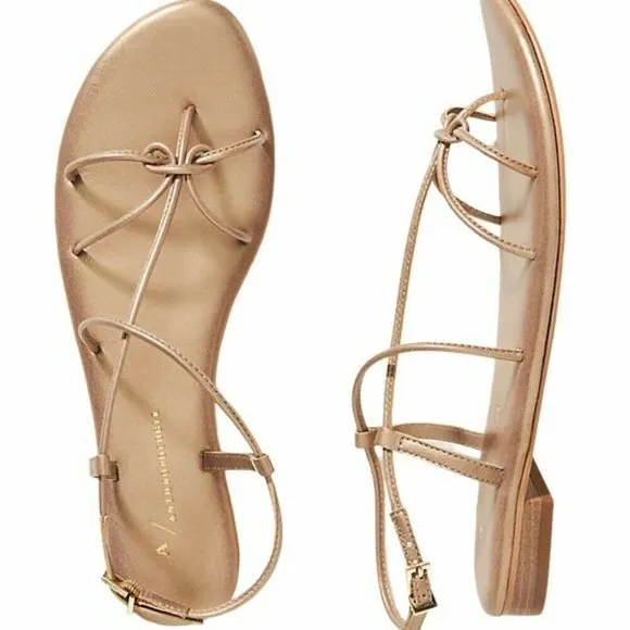 Gold Anthropologie Strappy Open-Toe Sandals (NWT)