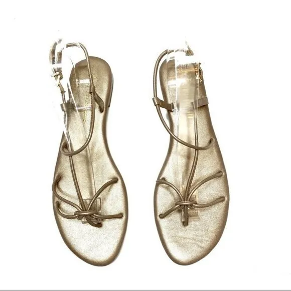Gold Anthropologie Strappy Open-Toe Sandals (NWT)