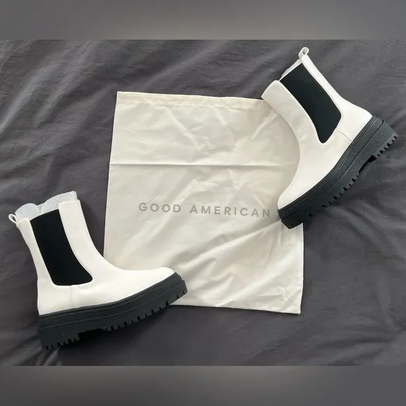 Good American Boots White Pull On Chelsea Boot Size 7.5 NIB