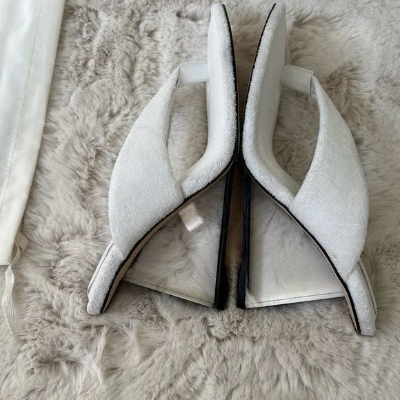 Good American Terry Cinderella Heel Thong Sandals White Size 9