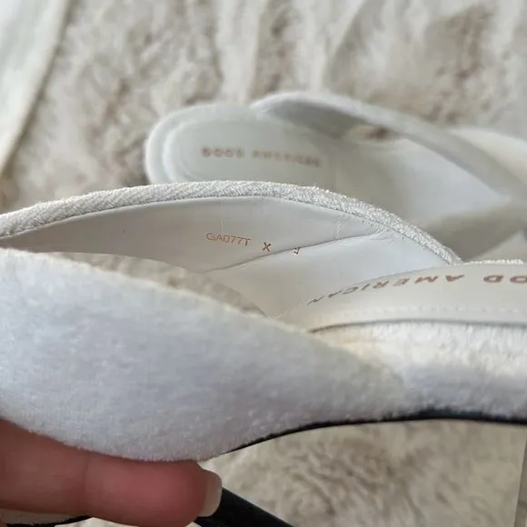 Good American Terry Cinderella Heel Thong Sandals White Size 9