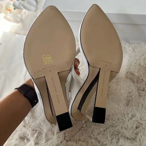 Good American Terry Cinderella Heel Thong Sandals White Size 9