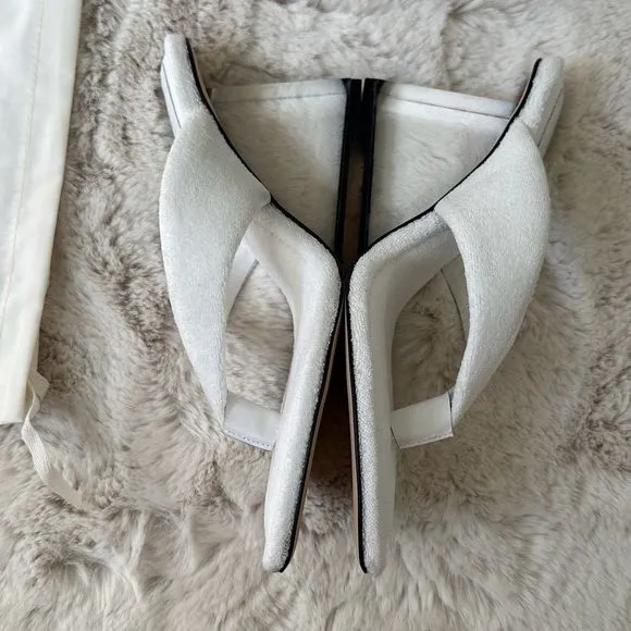 Good American Terry Cinderella Heel Thong Sandals White Size 9