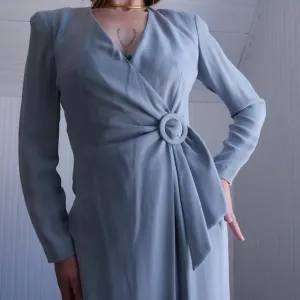 Gorgeous 90s/y2k dove grey silk wrap midi dress