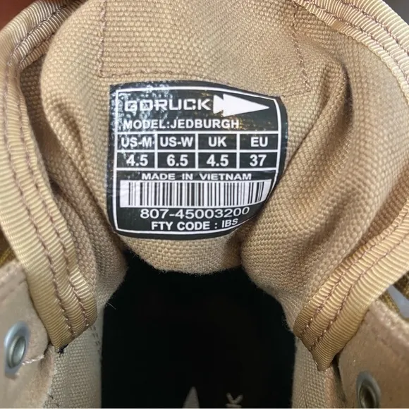 GORUCK Jedburgh Ruck Boots Tan Mid-Top Unisex Men’s 4.5 Women’s 6.5