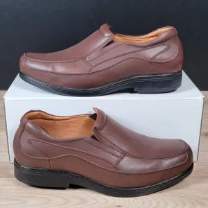 Gravity Defyer Loafers Mens Sz 11 XW Brown Extra Wide Pig Skin Leather Round Toe