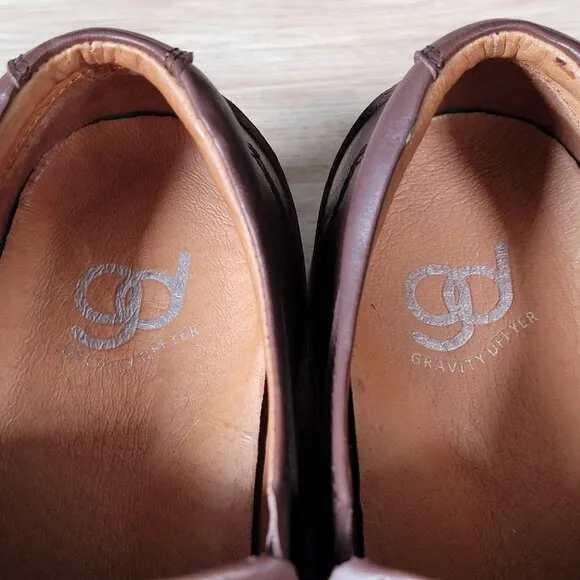 Gravity Defyer Loafers Mens Sz 11 XW Brown Extra Wide Pig Skin Leather Round Toe