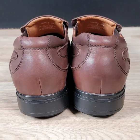 Gravity Defyer Loafers Mens Sz 11 XW Brown Extra Wide Pig Skin Leather Round Toe