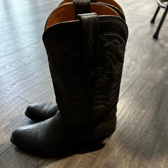 Gray leather cowboy boots Sz 8.5D