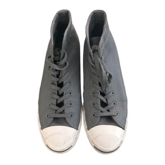 GUC Converse Jack Purcell Signature Leather Gray High-Top Sneakers. Size 12