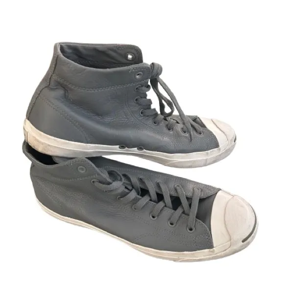 GUC Converse Jack Purcell Signature Leather Gray High-Top Sneakers. Size 12