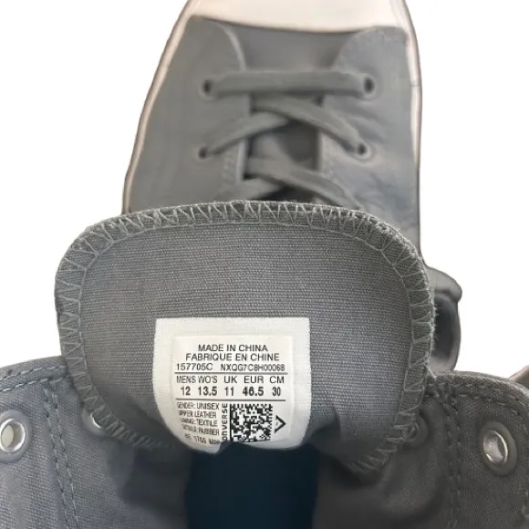 GUC Converse Jack Purcell Signature Leather Gray High-Top Sneakers. Size 12
