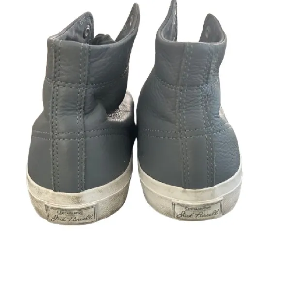 GUC Converse Jack Purcell Signature Leather Gray High-Top Sneakers. Size 12