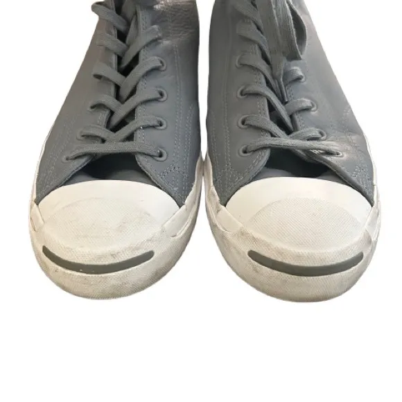 GUC Converse Jack Purcell Signature Leather Gray High-Top Sneakers. Size 12