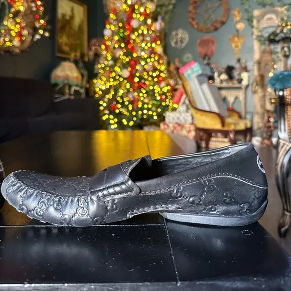 Gucci Black Guccissima Leather PennyLoafers Size 8 Men