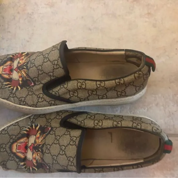 Gucci Dublin Slip-On Sneaker cat design shoes gucci logo flats lion loafers