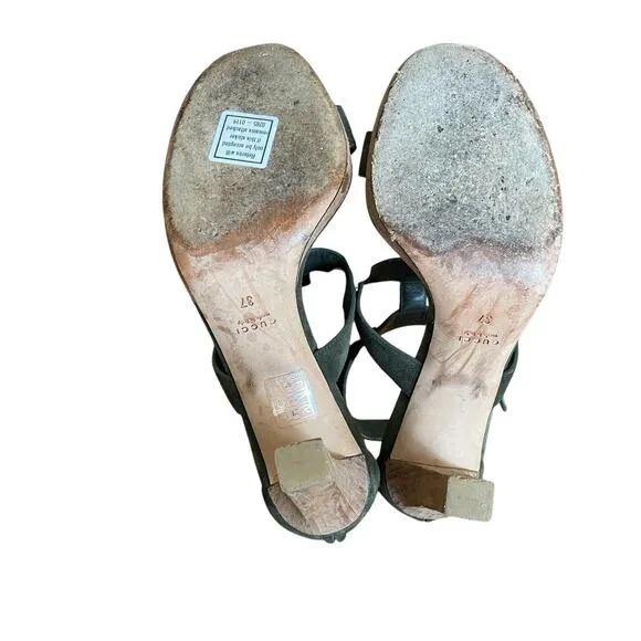 Gucci Green Suede Gladiator Ankle Sandals Size 37