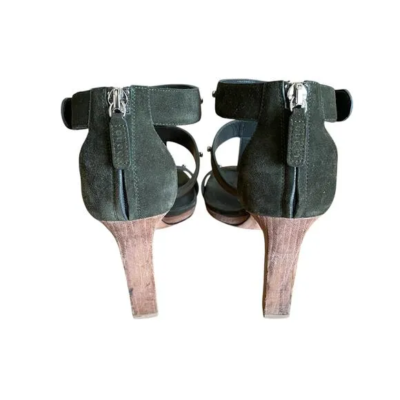 Gucci Green Suede Gladiator Ankle Sandals Size 37