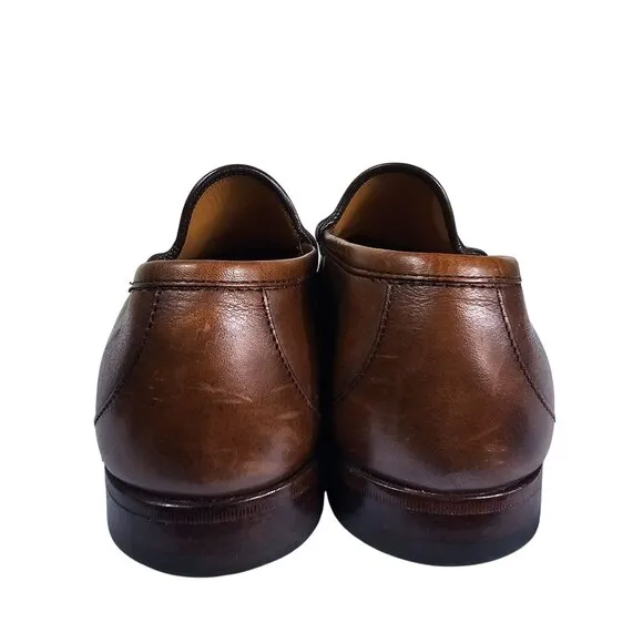 Gucci Mens Brown Leather Loafers 9.5 Made In Italy Classic Slip-On Quiet Luxury