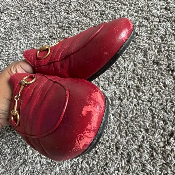 Gucci red leather mules horsebrit