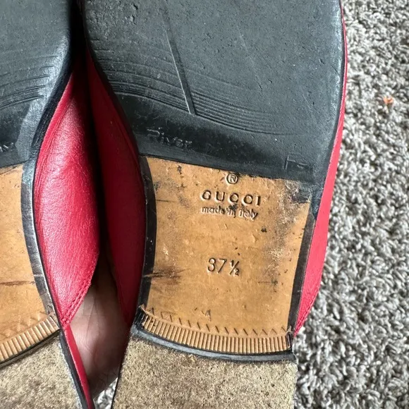 Gucci red leather mules horsebrit
