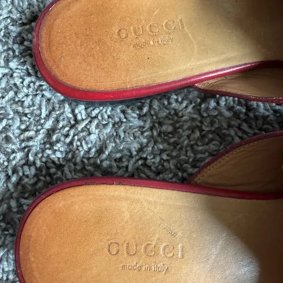 Gucci red leather mules horsebrit