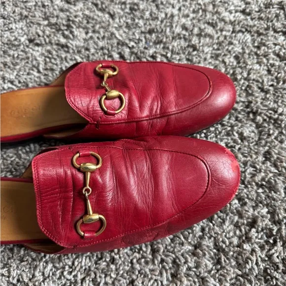 Gucci red leather mules horsebrit