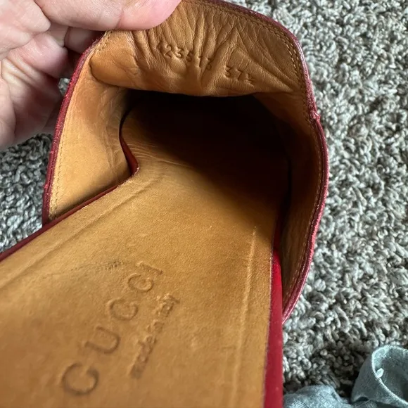 Gucci red leather mules horsebrit