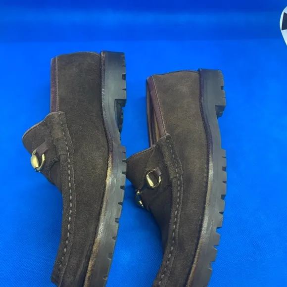 Gucci vintage horseshoe brown suede loafers 5 1/2