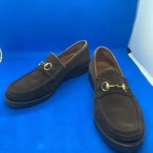 Gucci vintage horseshoe brown suede loafers 5 1/2