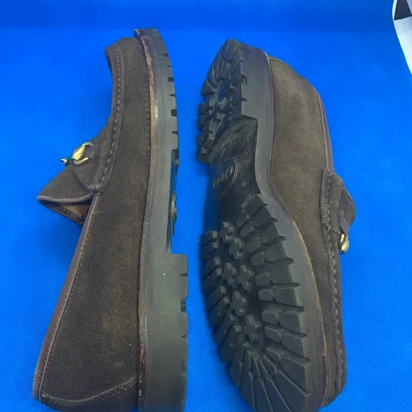 Gucci vintage horseshoe brown suede loafers 5 1/2