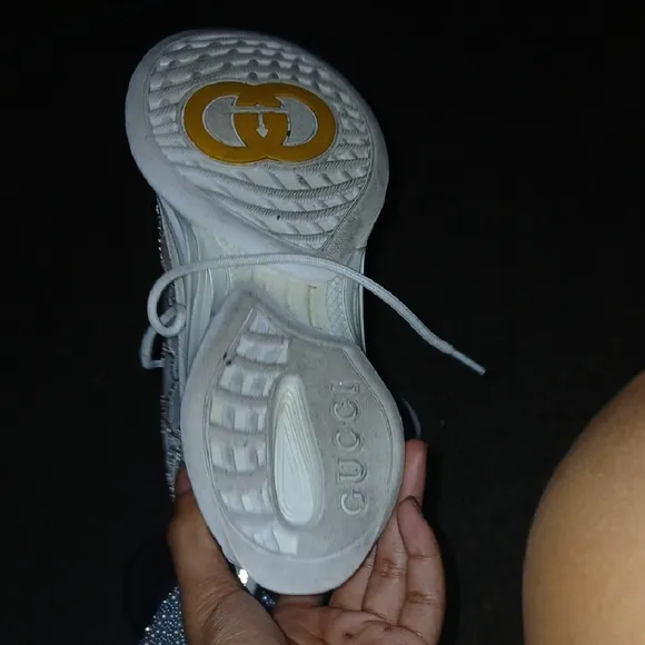 Gucci White Sneakers with Yellow Logo Email Me To Pay