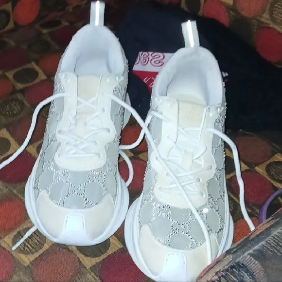 Gucci White Sneakers with Yellow Logo Email Me To Pay