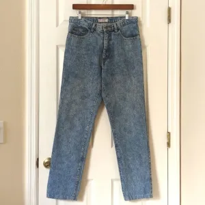 Guess 80's Vintage High Waisted Medium Acid Wash Slim Tapered Leg Mom Jeans 32