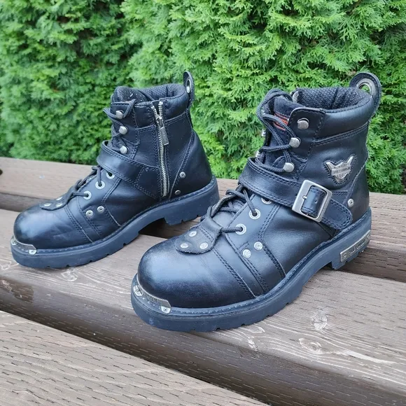 Harley-Davidson Mens Light Black Leather Riding Boots Size 11