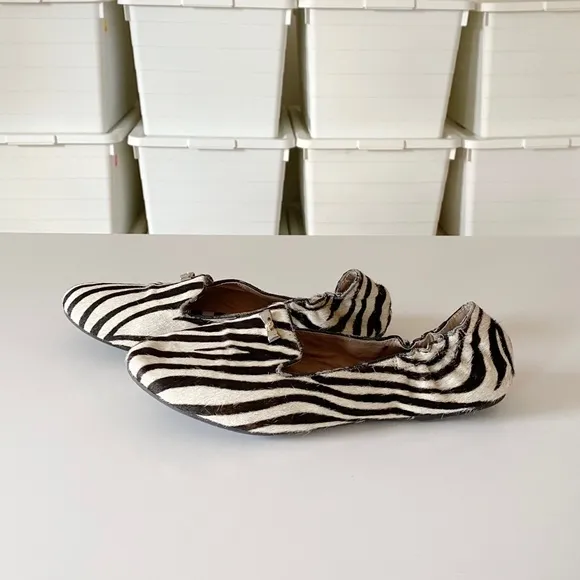 Henri Bendel Sole Ambition Zebra Calf Hair Loafers